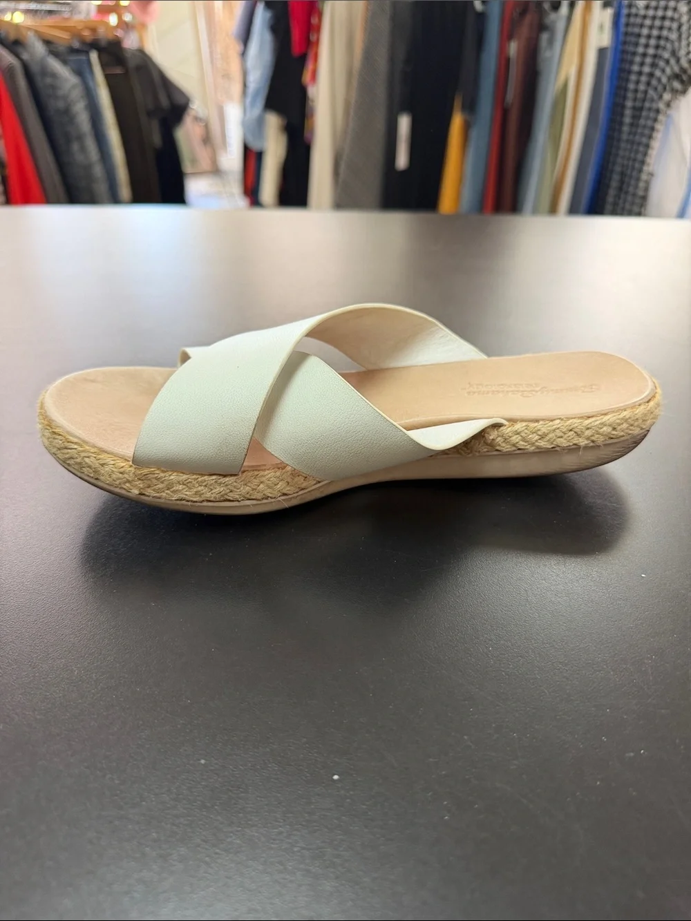 Tommy Bahama Cream Crisscross Espadrille Slide Sandals